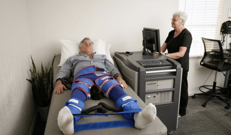 Patient receiving EECP Flow Therapy at Care Nashville in Brentwood TN